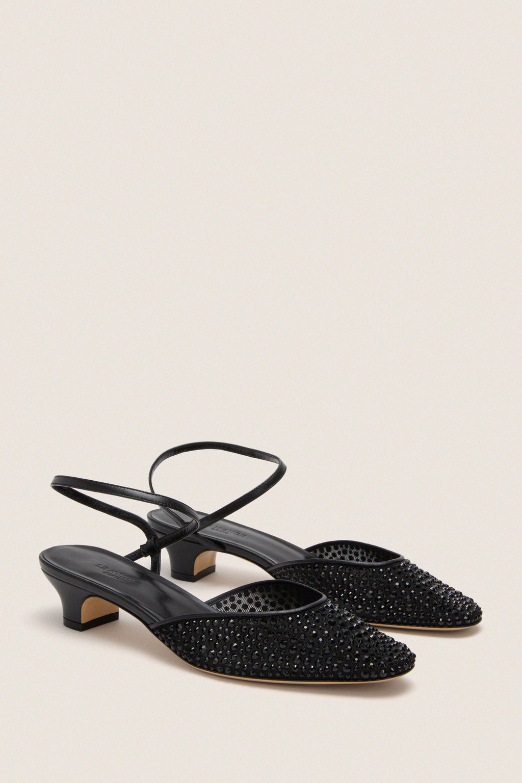 Black Crystals Erika Pump Sandals