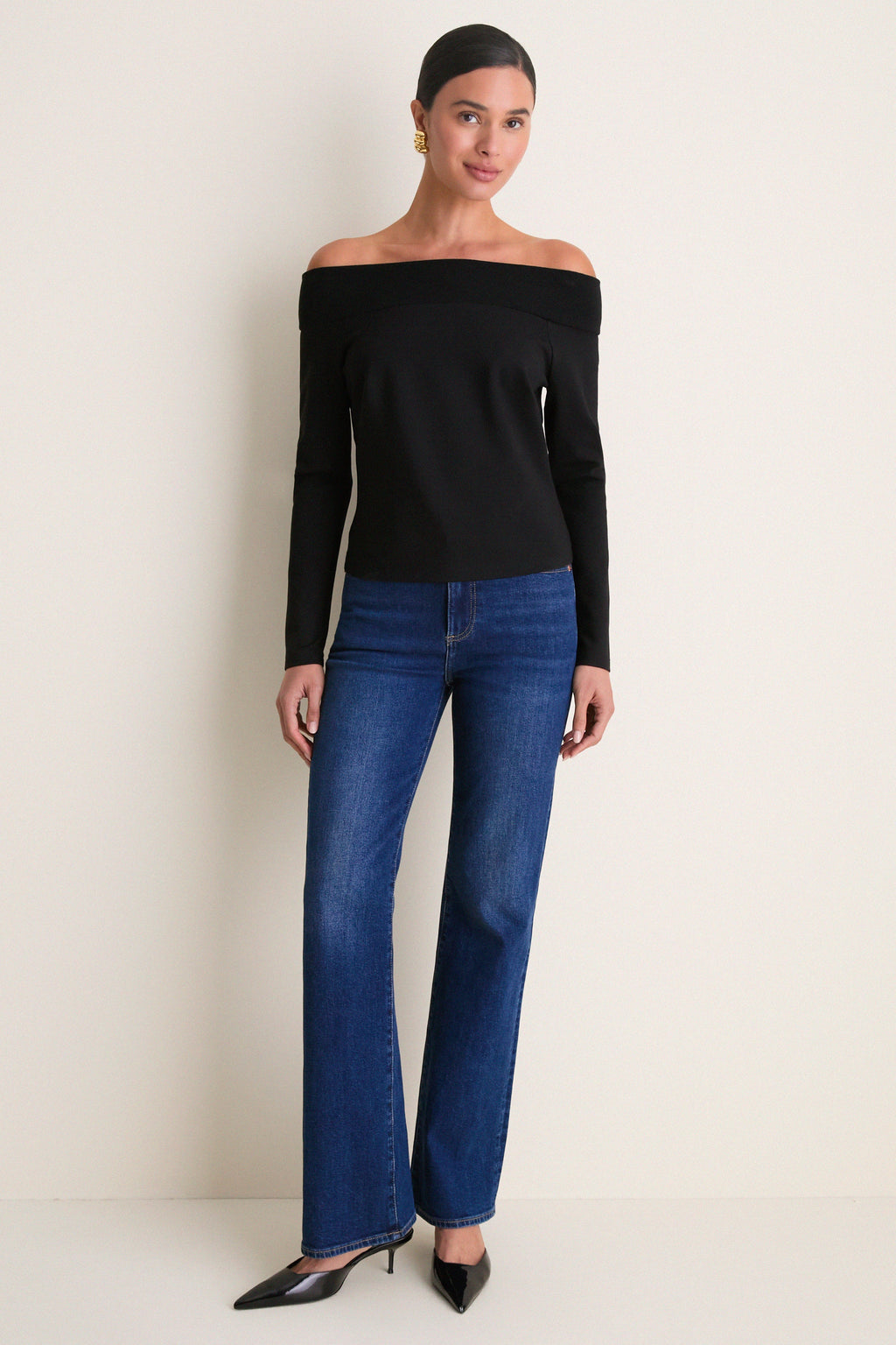Black Ponte Off the Shoulder Mara Top