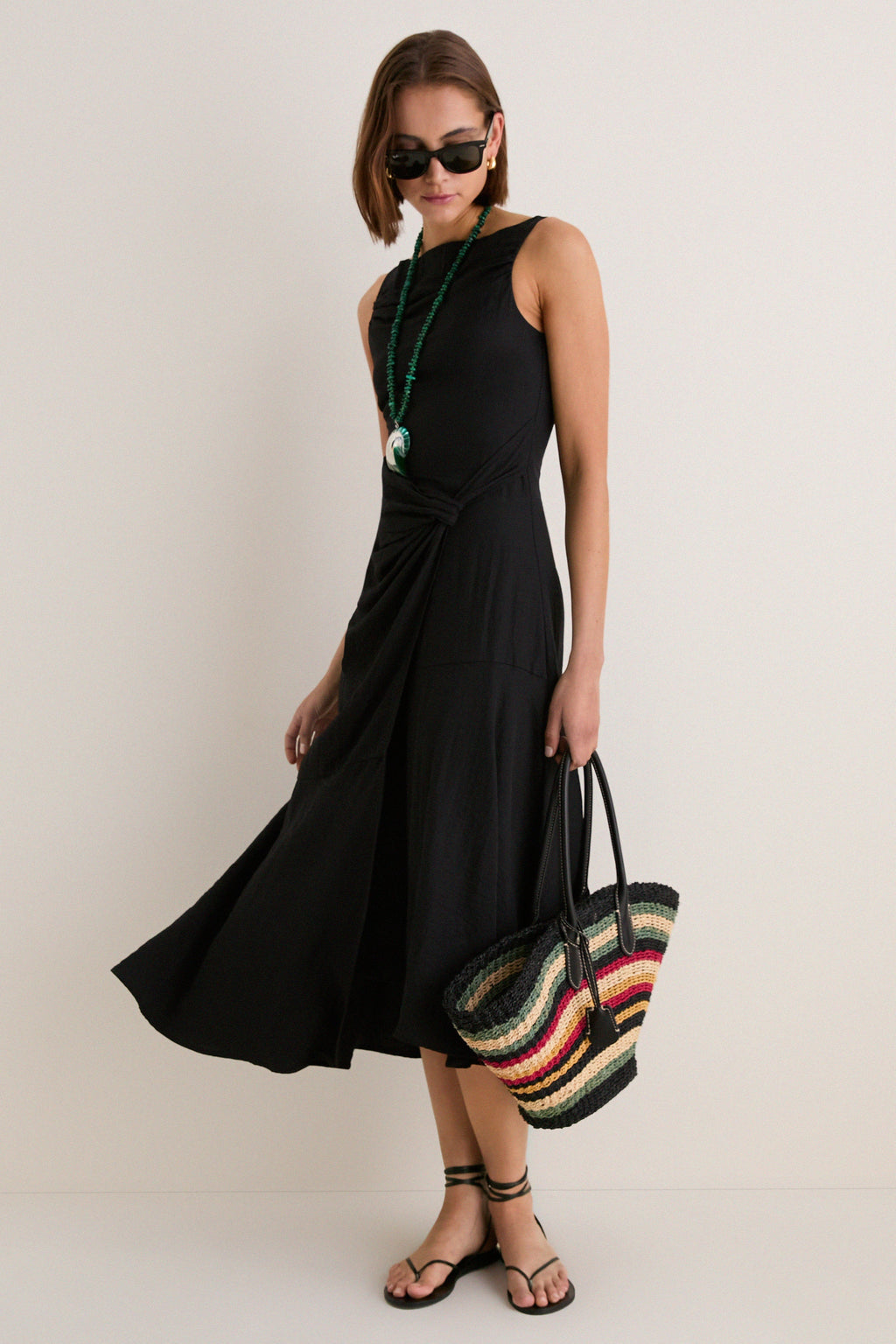 Black Cara Sleeveless Midi Dress