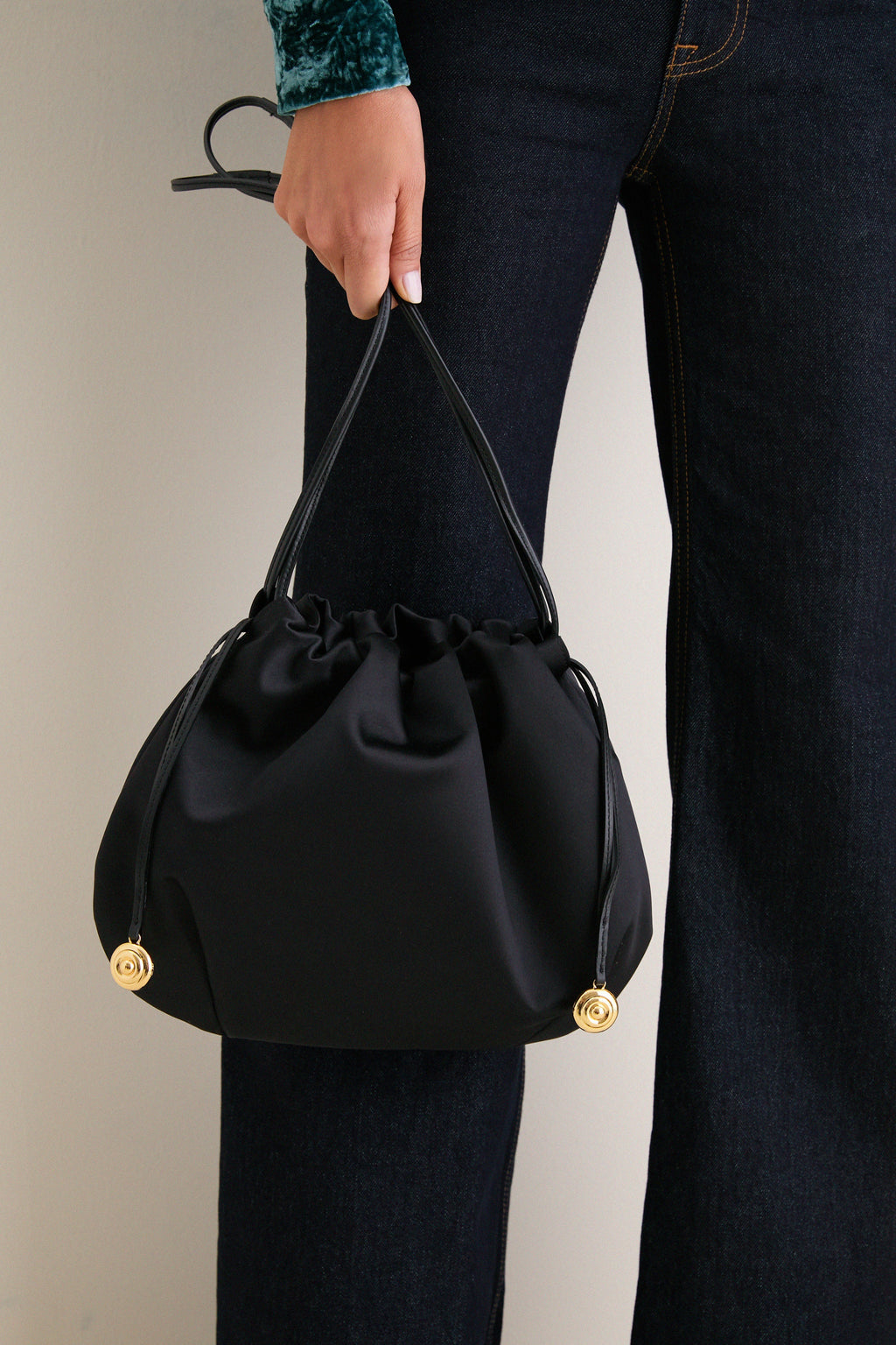 Black Satin Charm Pouch