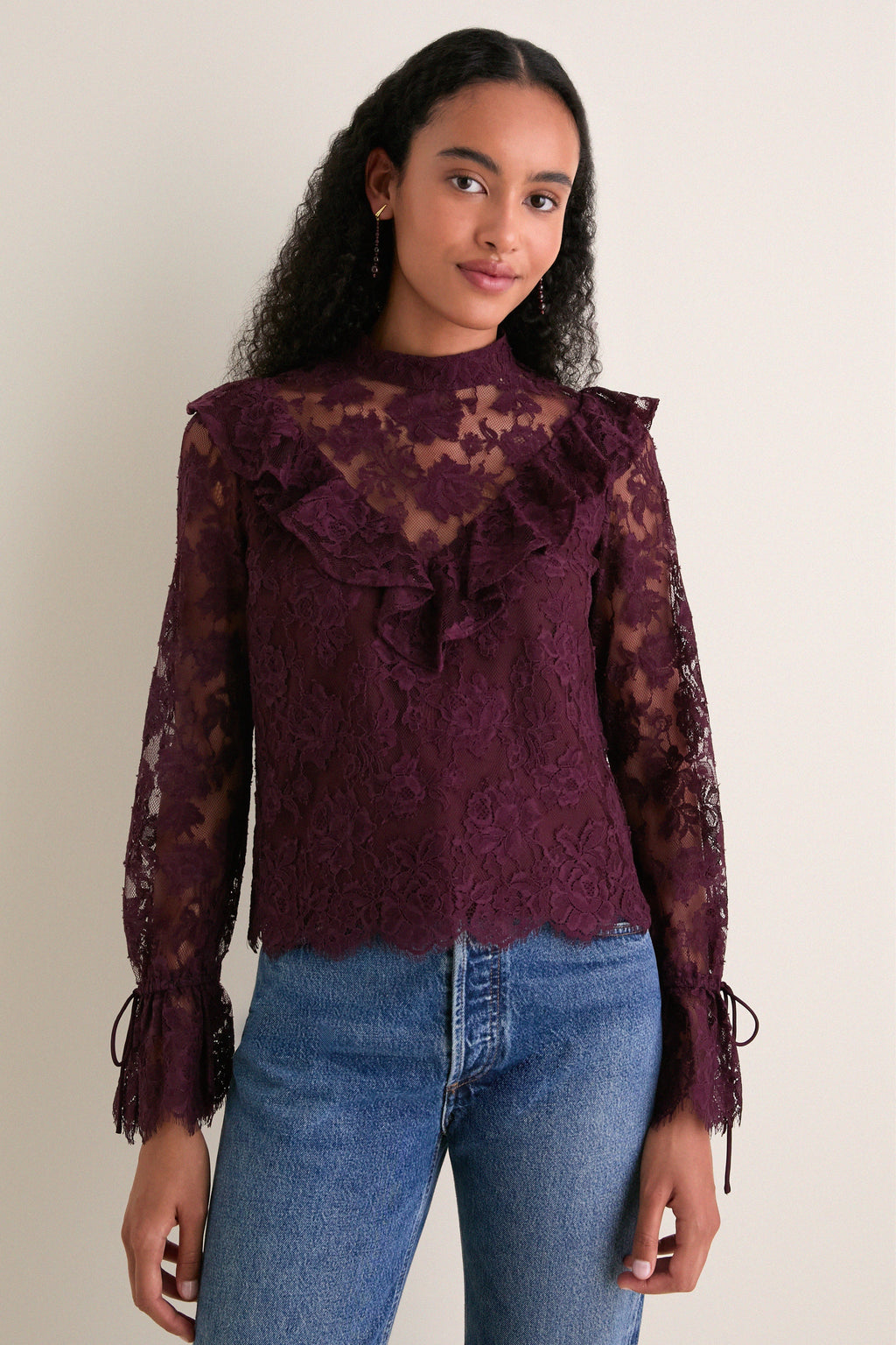 Bitter Chocolate Lace Morticia Blouse