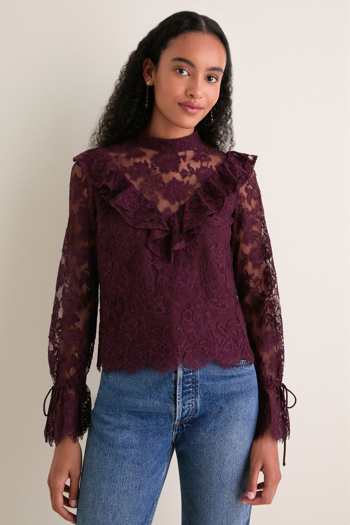 Bitter Chocolate Lace Morticia Blouse