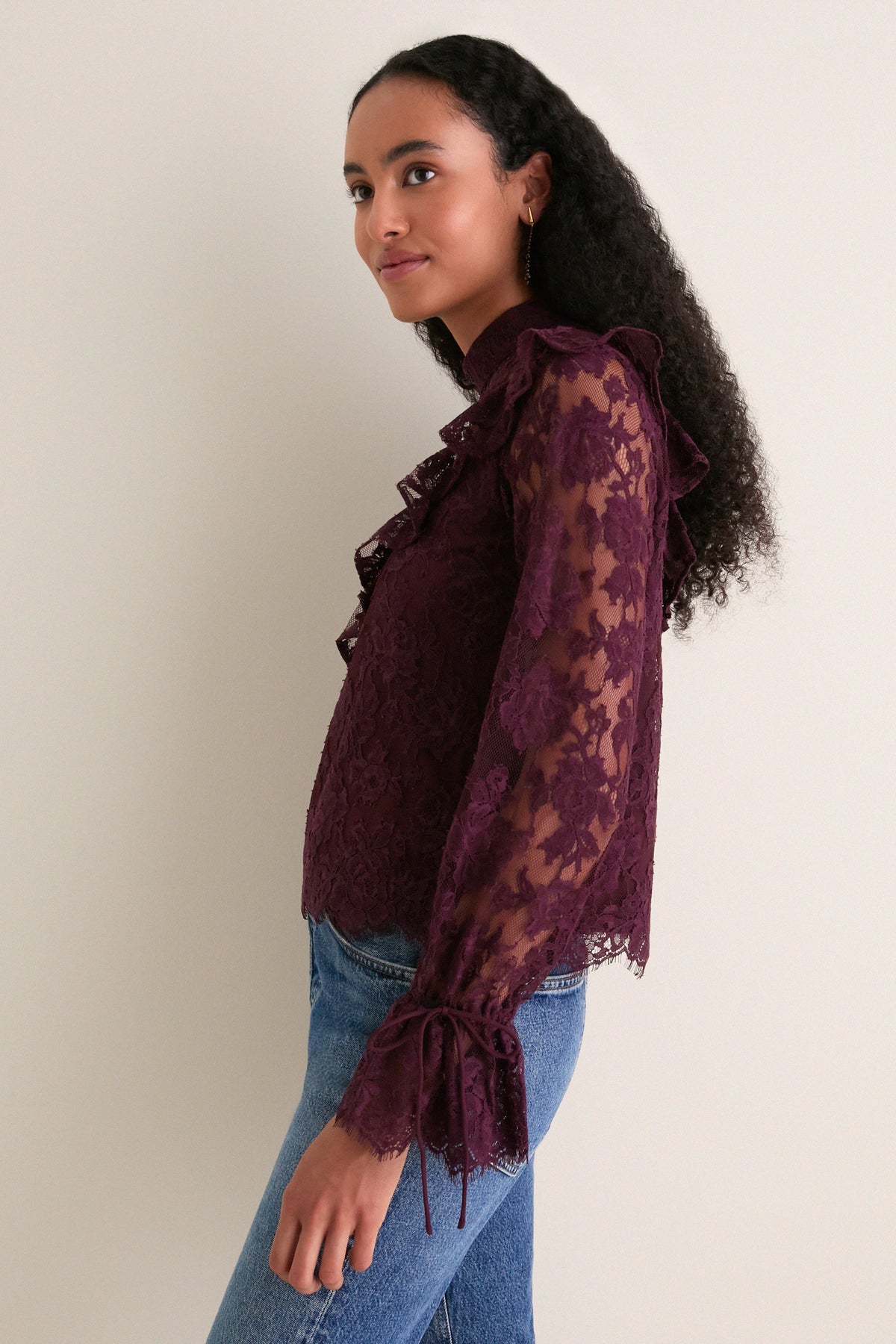 Bitter Chocolate Lace Morticia Blouse