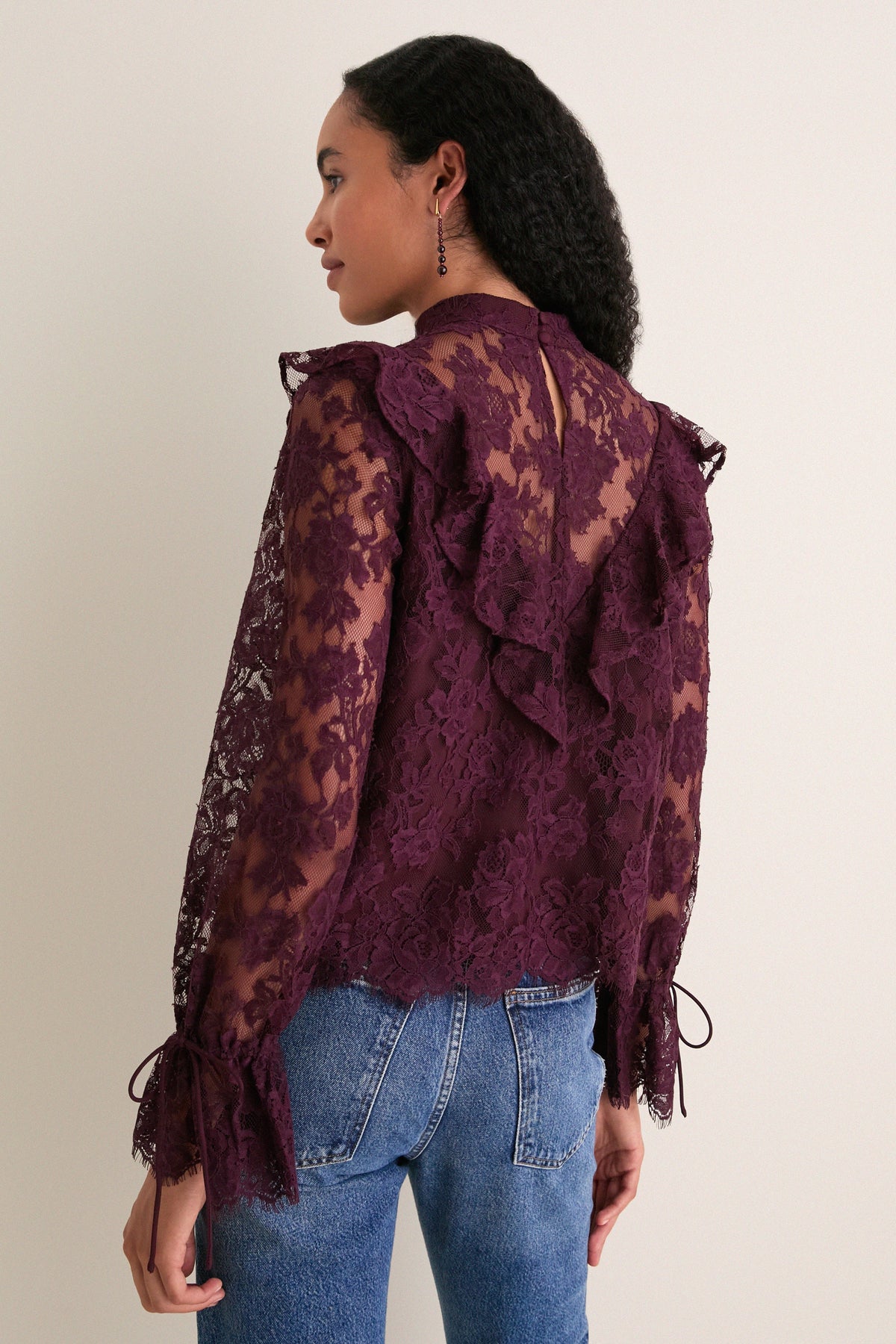 Bitter Chocolate Lace Morticia Blouse