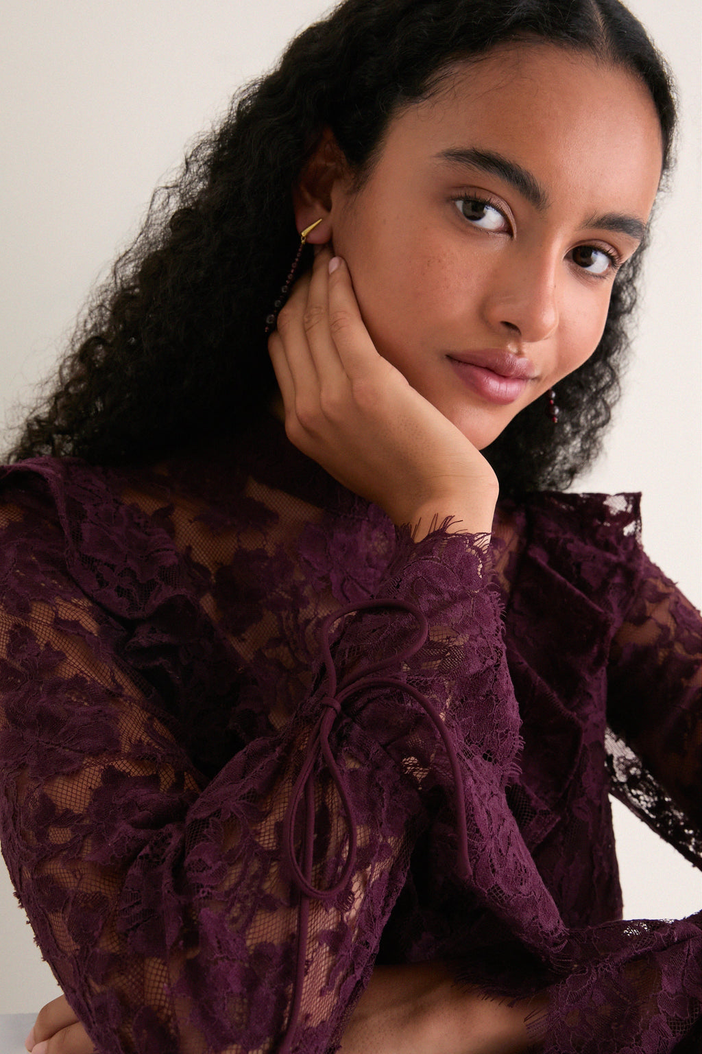 Bitter Chocolate Lace Morticia Blouse