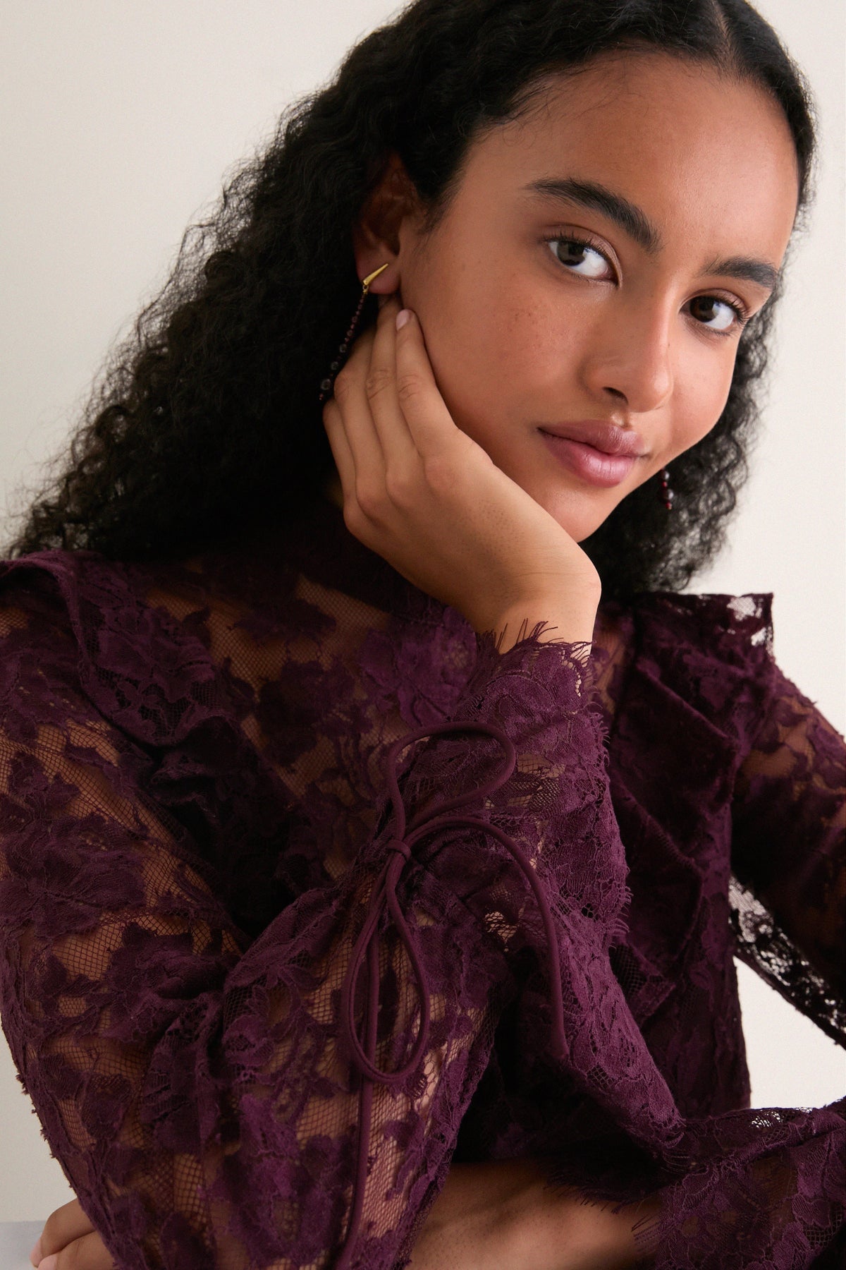 Bitter Chocolate Lace Morticia Blouse