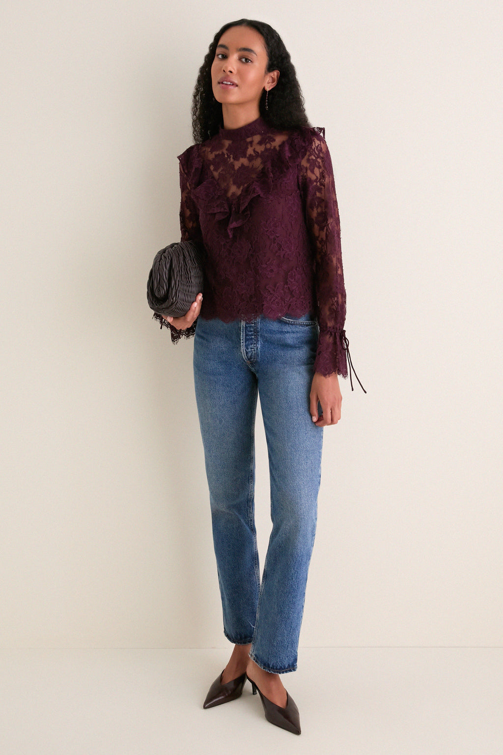 Bitter Chocolate Lace Morticia Blouse