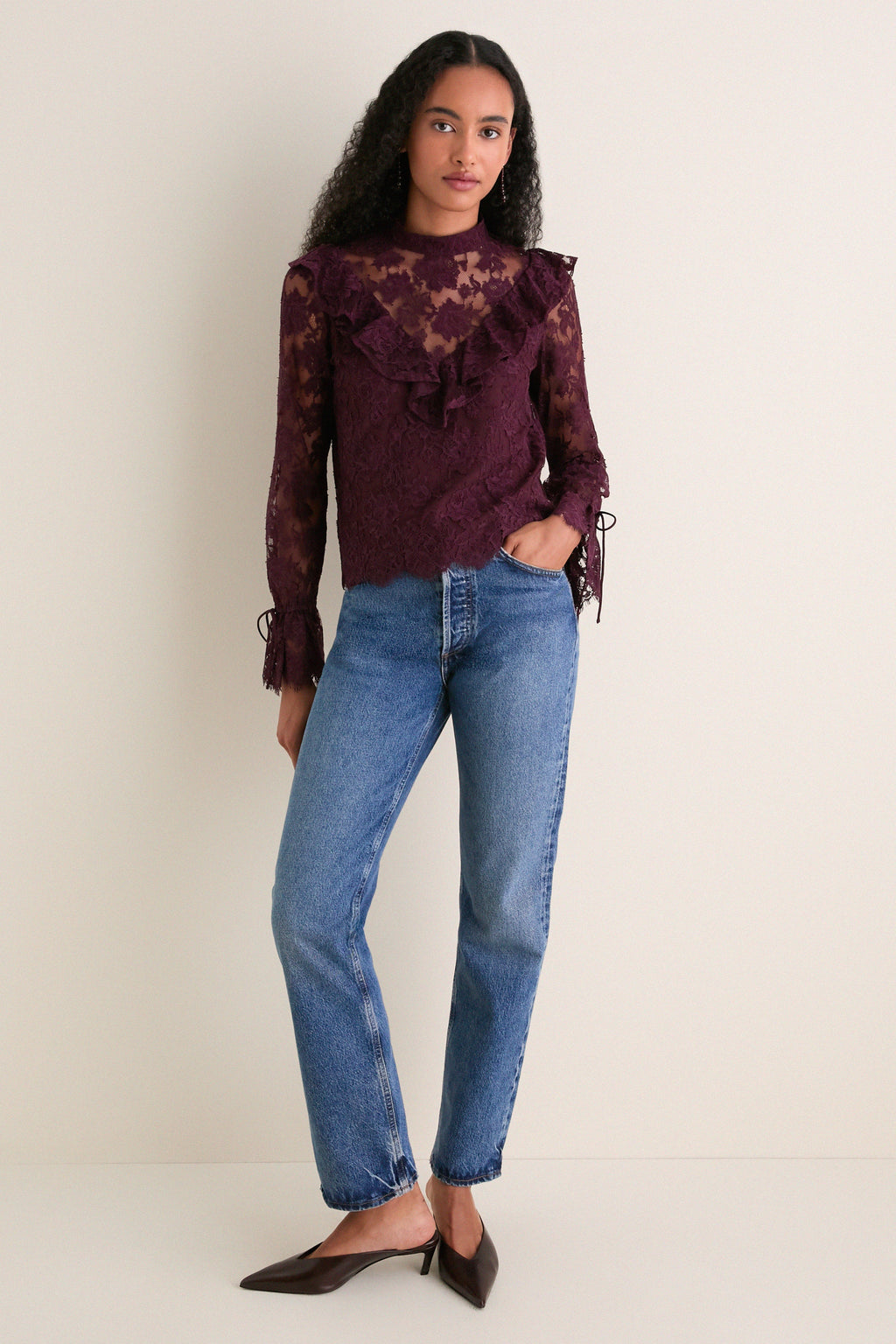 Bitter Chocolate Lace Morticia Blouse