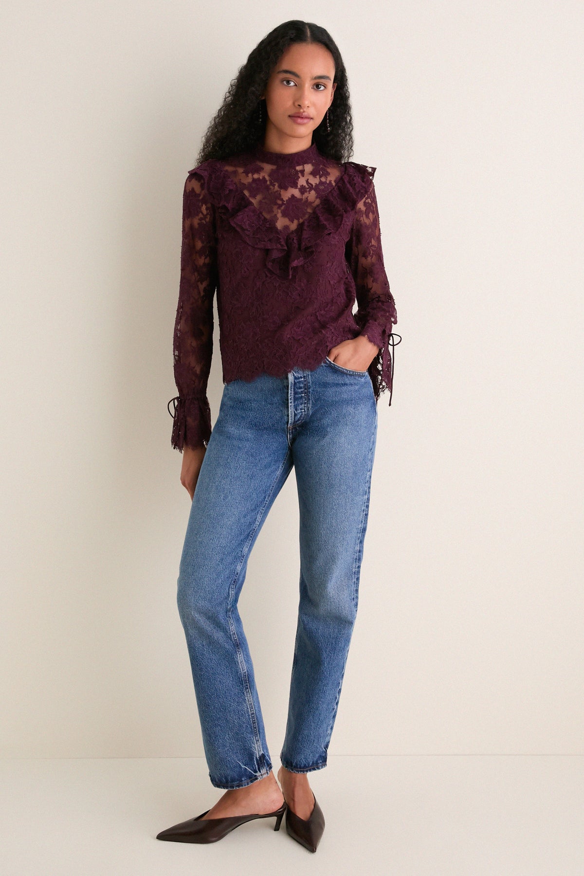 Bitter Chocolate Lace Morticia Blouse