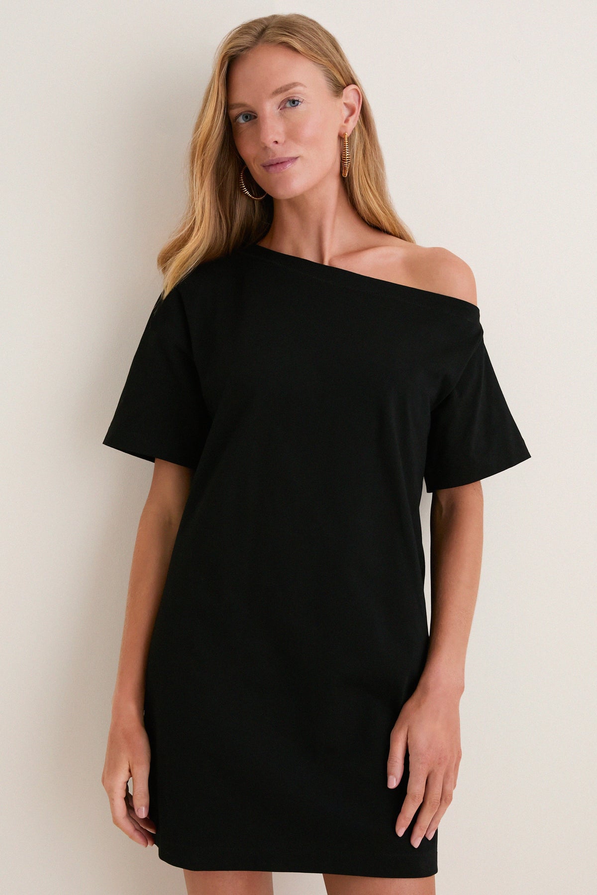 Black Jersey Off-the-Shoulder Alessandra Dress