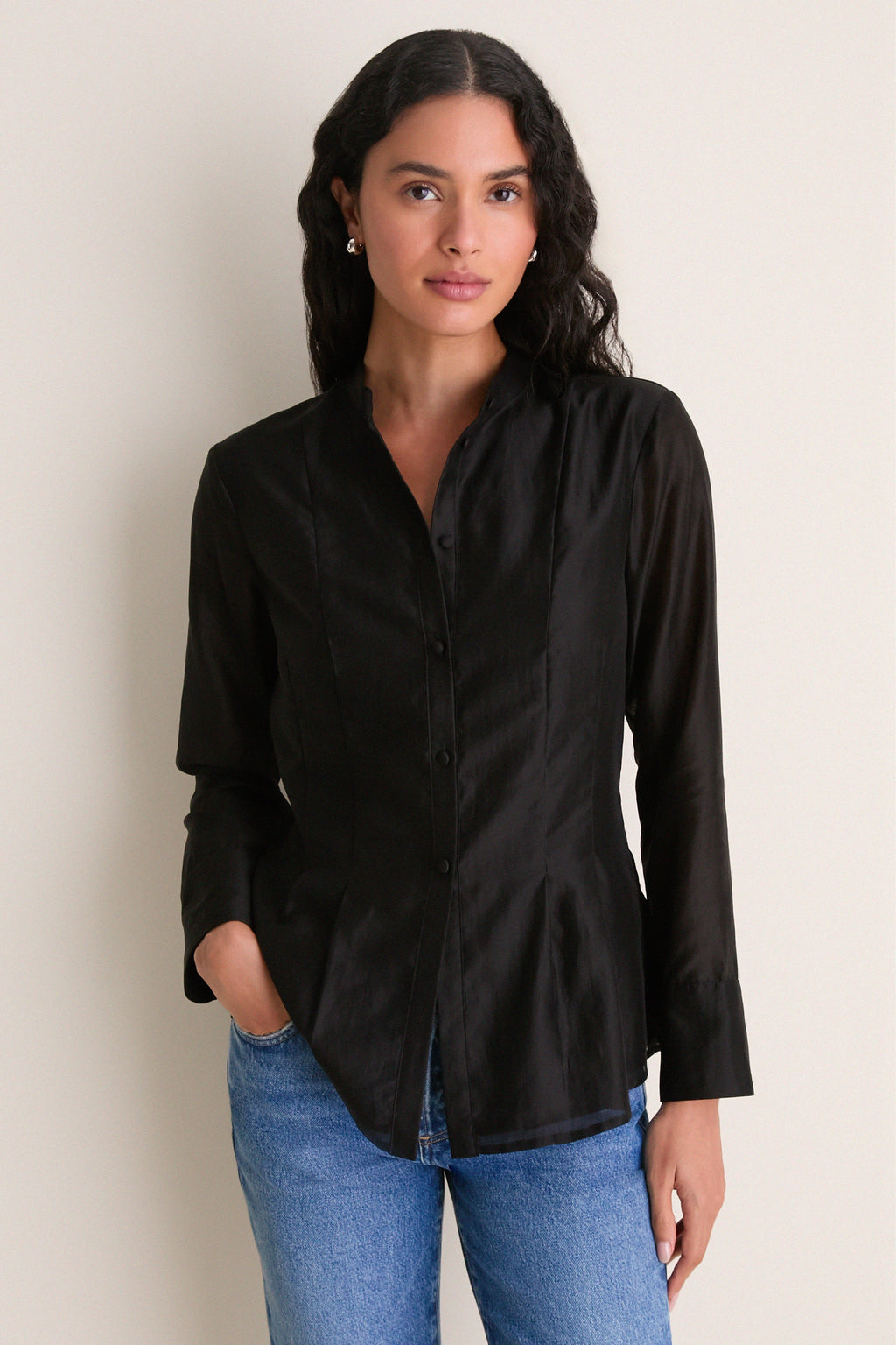 Black Tencel Organza Marella Blouse