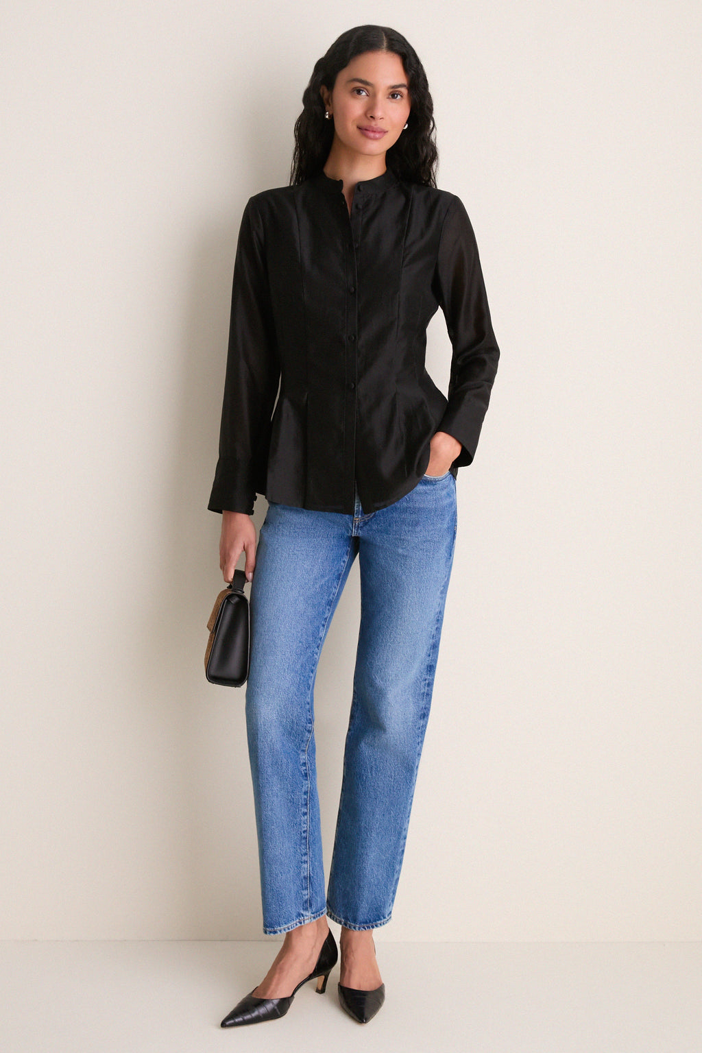 Black Tencel Organza Marella Blouse