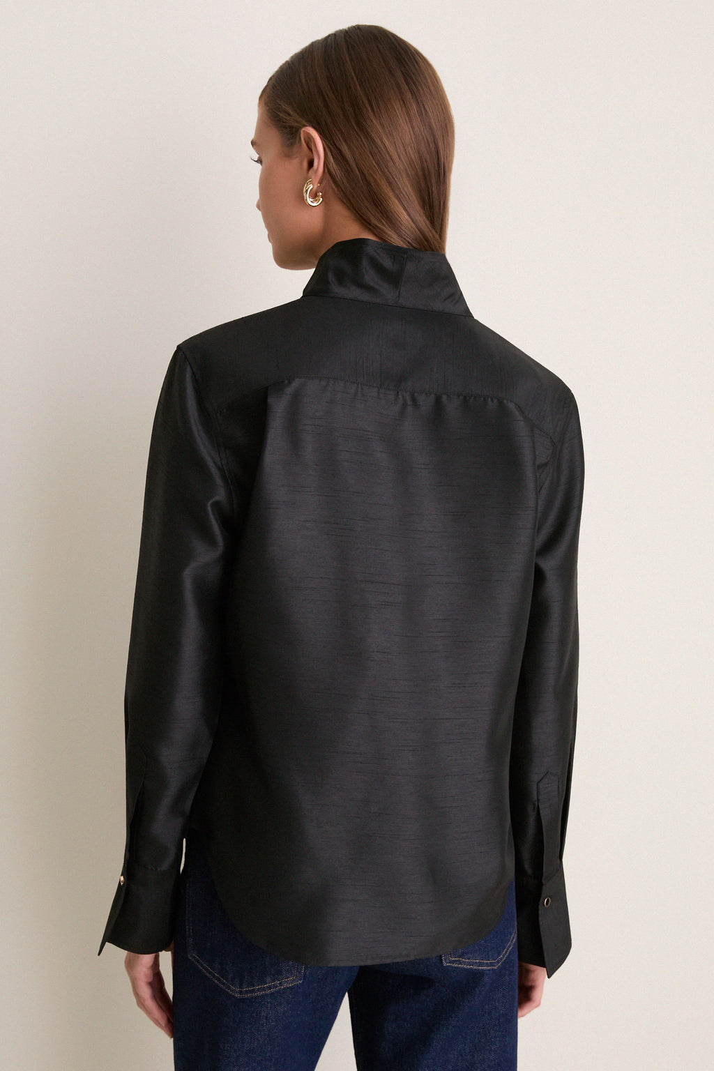 Black Shantung Bessette Button Down