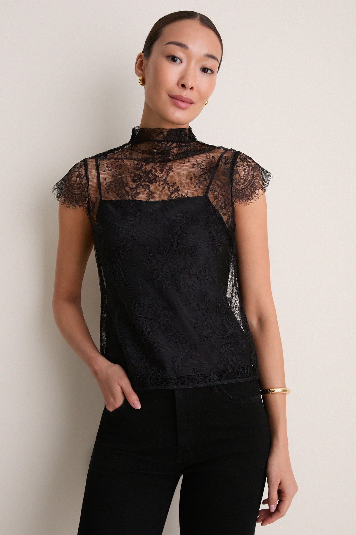 Black Blake Lace Tee