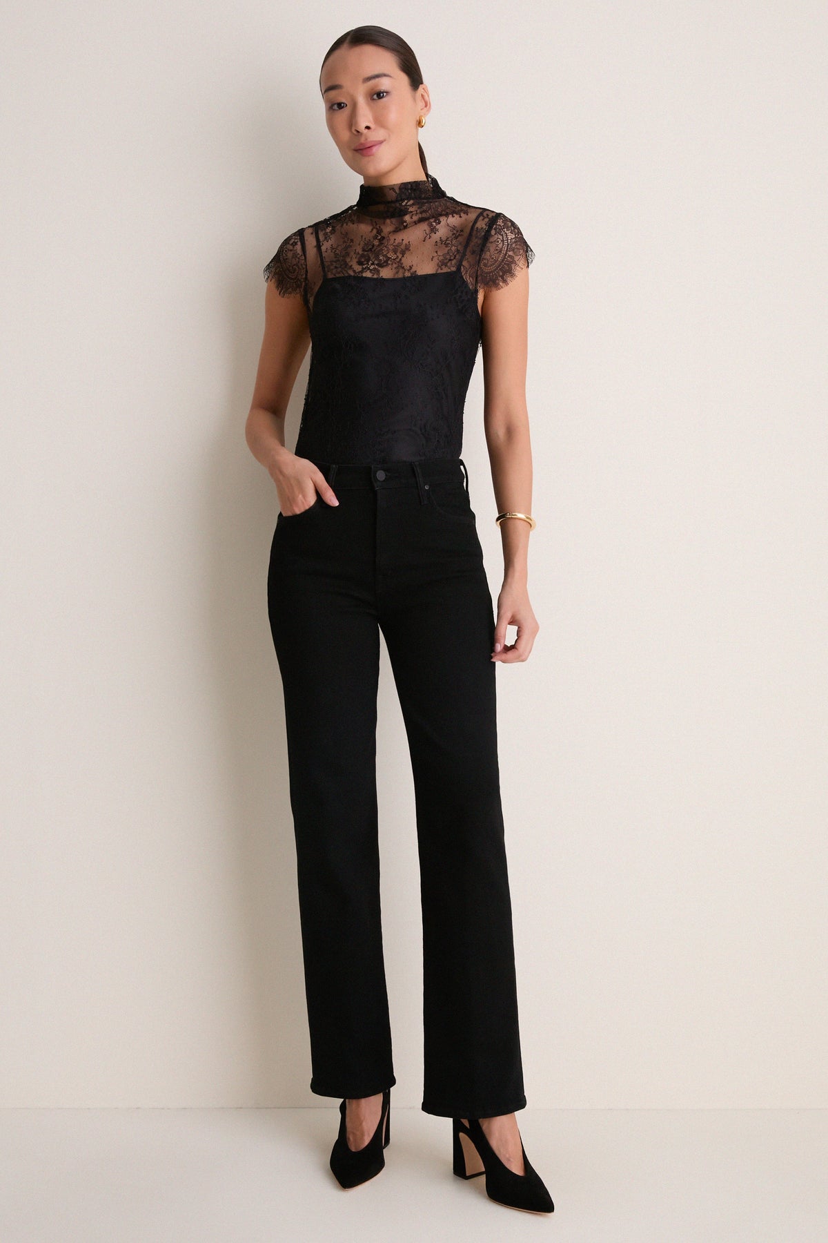 Black Blake Lace Tee