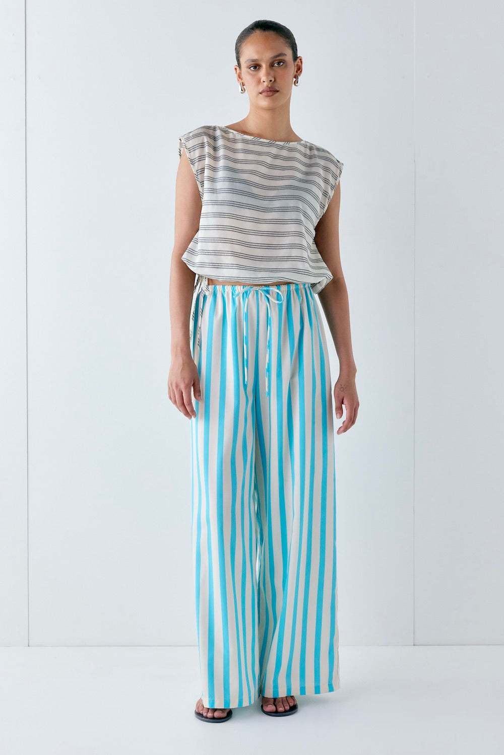 Raya Pants Aqua Stripe