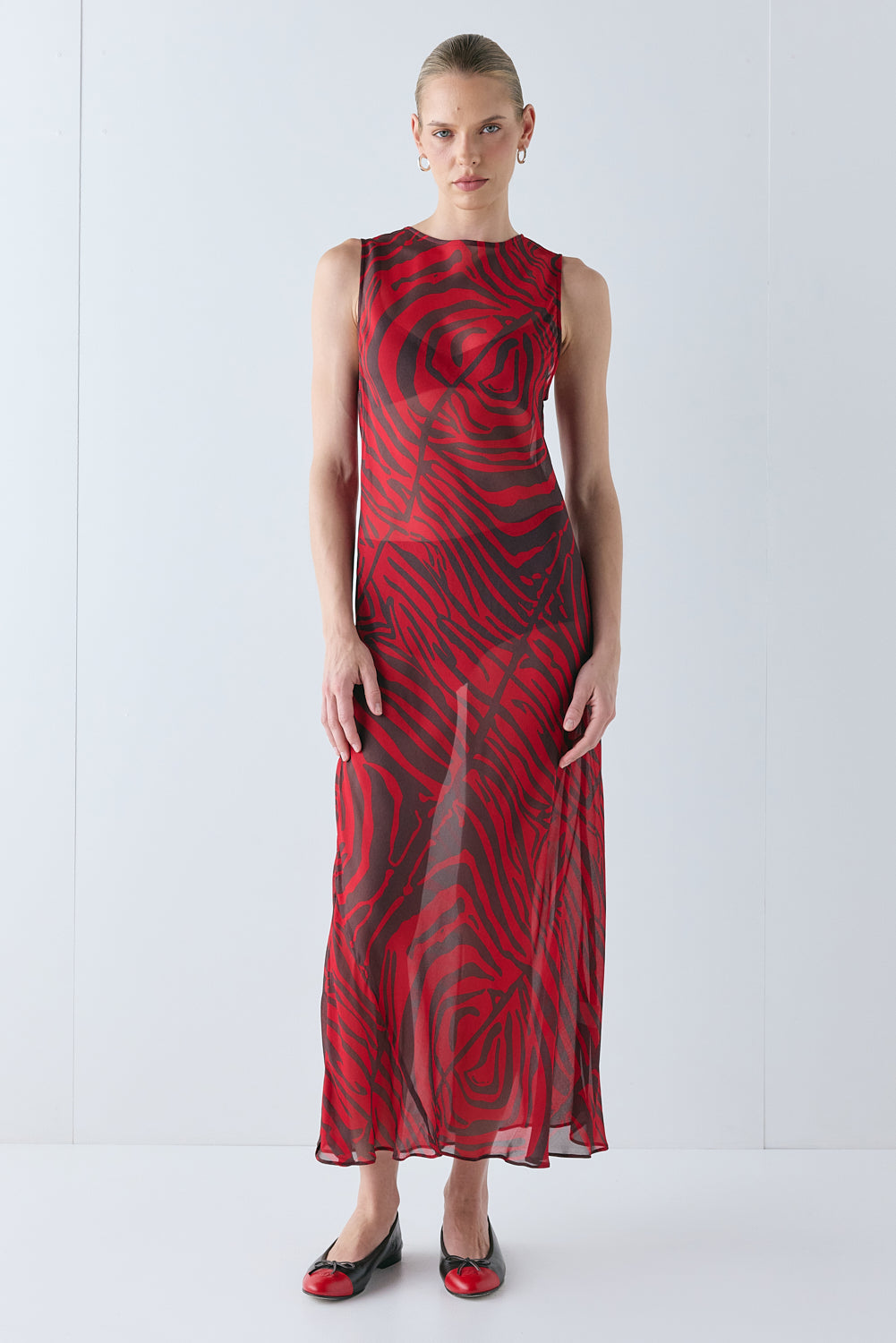 Francesca Sheer Maxi Dress Red Zebra