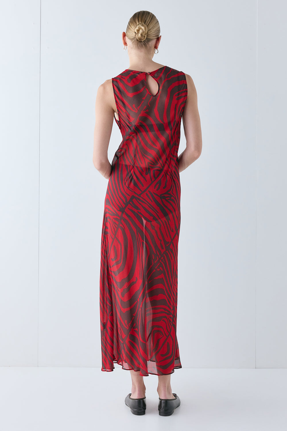 Francesca Sheer Maxi Dress Red Zebra