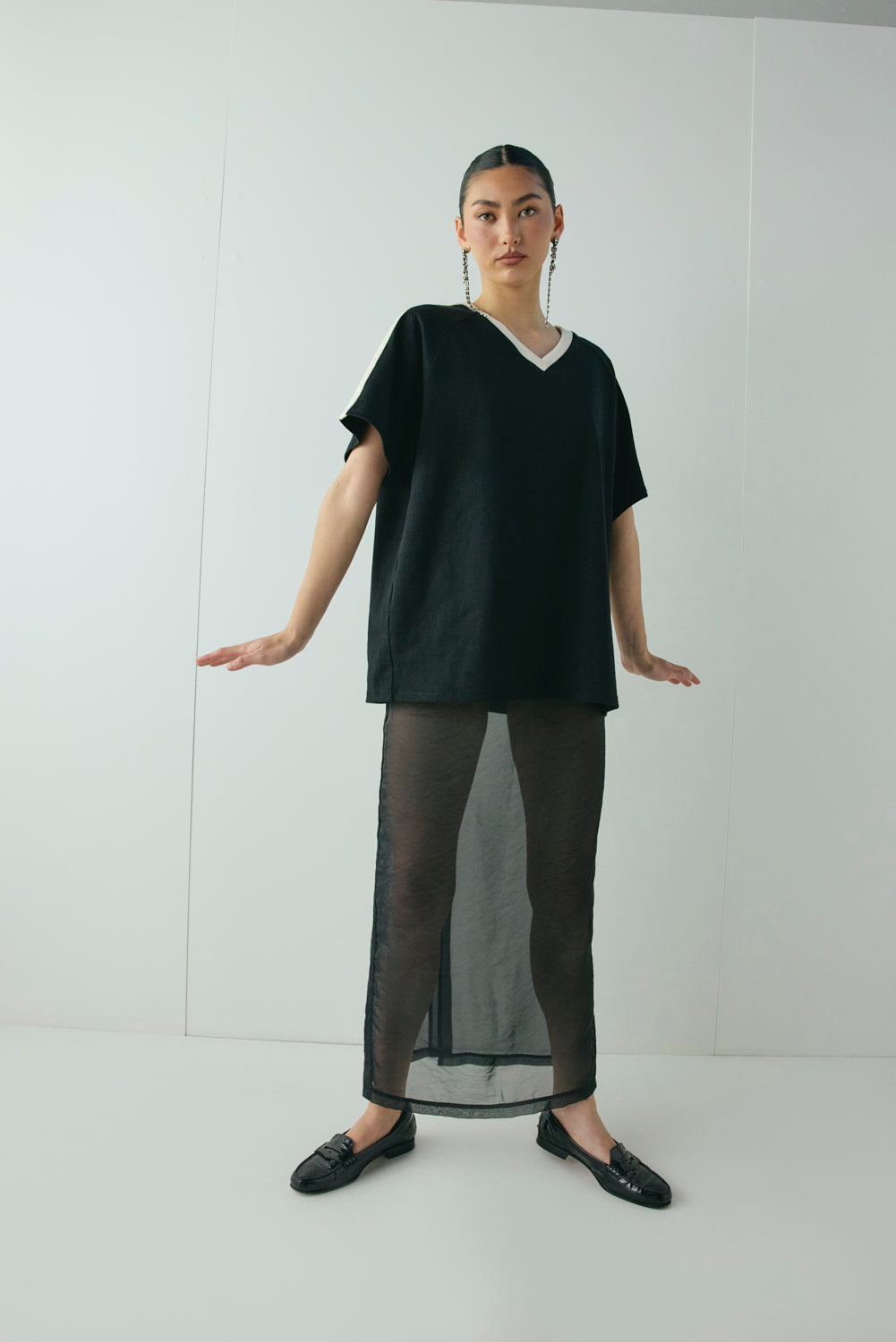 Devyn Sheer Midi Skirt Black