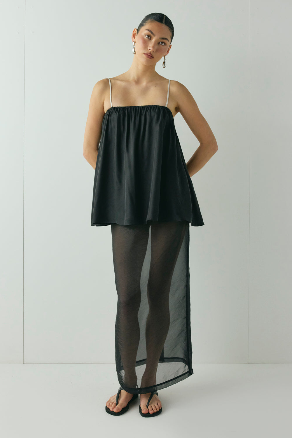 Devyn Sheer Midi Skirt Black