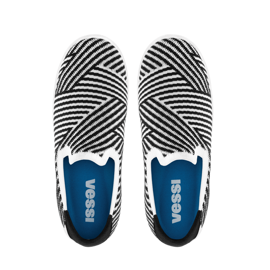 Women's Boardwalk Slip-On - White/Black Zigzag
