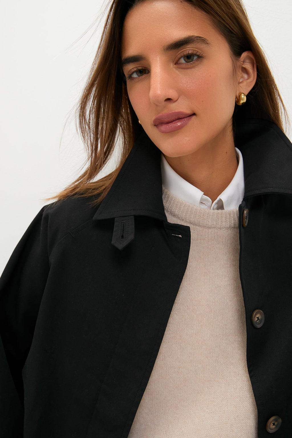 Black Drew Short Trench Coat