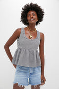 Black Gingham Seersucker Raven Bubble Top