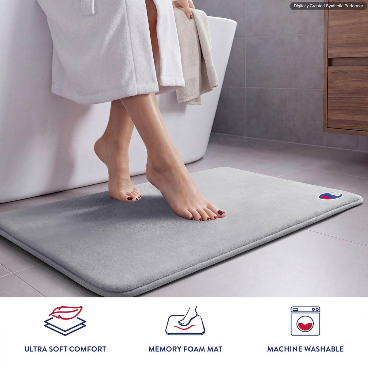 Logo Patch Memory Foam Bath Mat